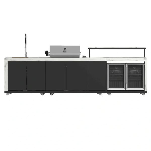 FORNO Rimini Outdoor Kitchen 30-Inch BBQ 62,000 BTU, 4.8 cu.ft. Beverage Center, Stainless Steel Sink, White Countertops FODKT2575WHT - MyBBQDirect