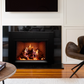 Empire Rainier gas fireplace insert installed, oak logs, red herringbone liner
