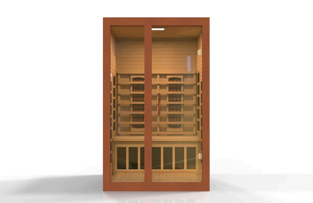 Golden Designs Dynamic Santiago 2-Person Full Spectrum Near Zero EMF Under 2MG FAR Infrared Sauna Canadian Hemlock - DYN-6209-03 FS