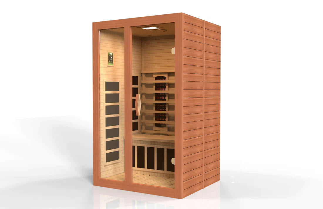 Golden Designs Dynamic Santiago 2-Person Full Spectrum Near Zero EMF Under 2MG FAR Infrared Sauna Canadian Hemlock - DYN-6209-03 FS