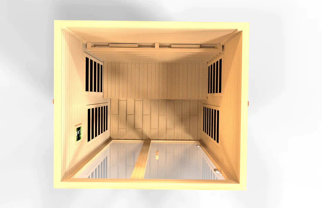 Golden Designs Dynamic Santiago 2-Person Full Spectrum Near Zero EMF Under 2MG FAR Infrared Sauna Canadian Hemlock - DYN-6209-03 FS