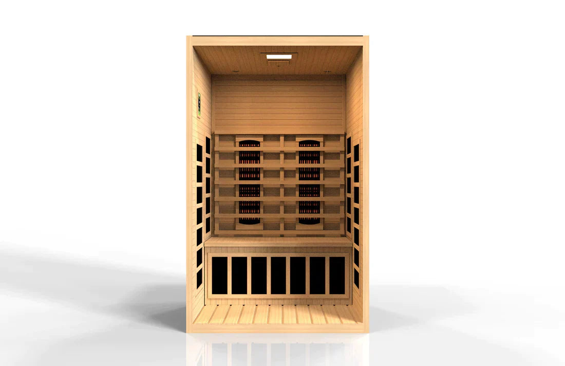 Golden Designs Dynamic Santiago 2-Person Full Spectrum Near Zero EMF Under 2MG FAR Infrared Sauna Canadian Hemlock - DYN-6209-03 FS