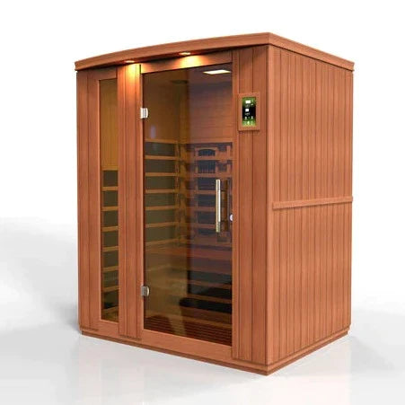 Golden Designs Dynamic Lugano 3-Person Full Spectrum Near Zero EMF Under 2MG FAR Infrared Sauna Canadian Hemlock DYN-6336-02 FS