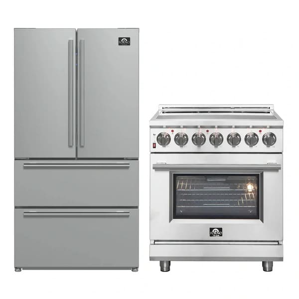 FORNO 2-Piece Appliance Package - 30-Inch Electric Range and 36-Inch French Door Refrigerator in Stainless Steel FBDL-013-03CAUS - MyBBQDirect