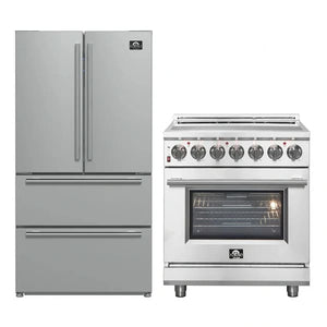 FORNO 2-Piece Appliance Package - 30-Inch Electric Range and 36-Inch French Door Refrigerator in Stainless Steel FBDL-013-03CAUS - MyBBQDirect