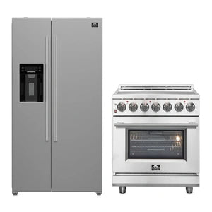 FORNO 2-Piece Appliance Package - 30-Inch Electric Range and 36-Inch Side by Side Refrigerator with Water Dispenser in Stainless Steel FBDL-013-04CAUS - MyBBQDirect
