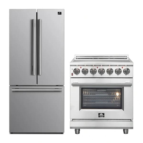 FORNO 2-Piece Appliance Package - 30-Inch Electric Range and 30-Inch French Door Refrigerator in Stainless Steel FBDL-013-05CAUS - MyBBQDirect