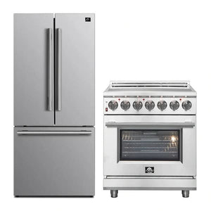 FORNO 2-Piece Appliance Package - 30-Inch Electric Range and 30-Inch French Door Refrigerator in Stainless Steel FBDL-013-05CAUS - MyBBQDirect