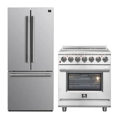 FORNO 2-Piece Appliance Package - 30-Inch Electric Range and 30-Inch French Door Refrigerator in Stainless Steel FBDL-013-05CAUS - MyBBQDirect