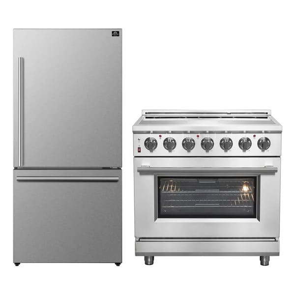 FORNO 2-Piece Appliance Package - 36-Inch Electric Range and 31-Inch Refrigerator, Right Hinge in Stainless Steel FBDL-013-06CAUS - MyBBQDirect