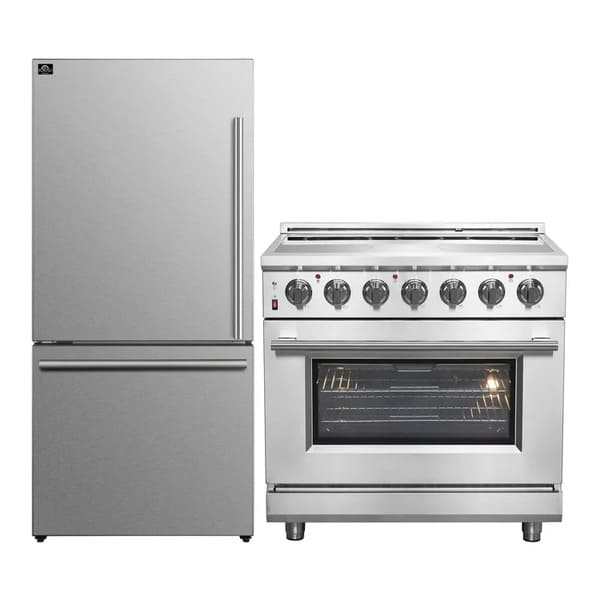 FORNO 2-Piece Appliance Package - 36-Inch Electric Range and 31-Inch Refrigerator, Left Hinge in Stainless Steel FBDL-013-07CAUS - MyBBQDirect