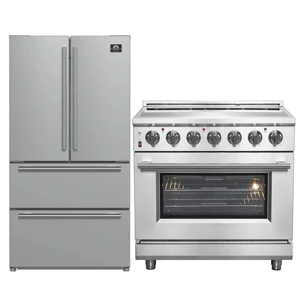 FORNO 2-Piece Appliance Package - 36-Inch Electric Range and 36-Inch French Door Refrigerator in Stainless Steel FBDL-013-08CAUS - MyBBQDirect