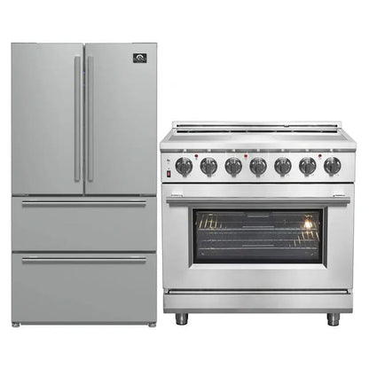 FORNO 2-Piece Appliance Package - 36-Inch Electric Range and 36-Inch French Door Refrigerator in Stainless Steel FBDL-013-08CAUS - MyBBQDirect