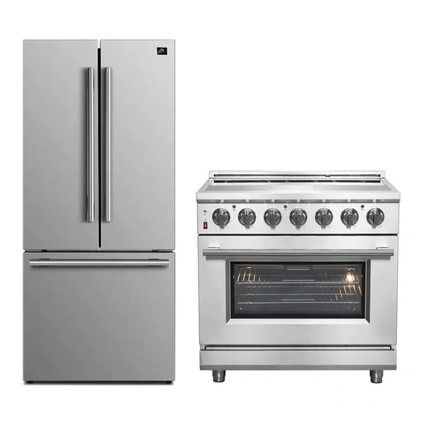 FORNO 2-Piece Appliance Package - 36-Inch Electric Range and 30-Inch French Door Refrigerator in Stainless Steel FBDL-013-10CAUS