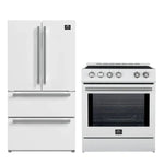 FORNO 2-Piece Appliance Package - 30-Inch Slide-In Induction Range and 36-Inch French Door Refrigerator in White with Stainless Steel Handle FBDL-014-08CAUS - MyBBQDirect