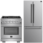 Forno Appliance Package - 30" Gas Range and 30" Refrigerator with Ice Maker, FBDL-019-01CAUS