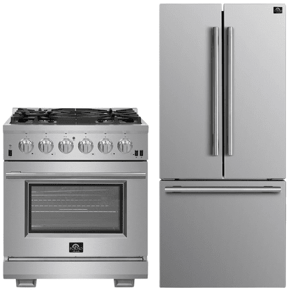 Forno Appliance Package - 30" Gas Range and 30" Refrigerator with Ice Maker, FBDL-019-01CAUS