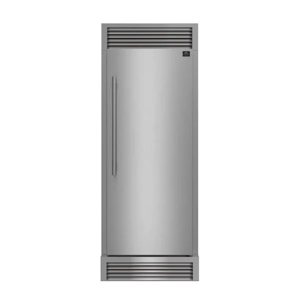 FORNO Maderno 28-Inch Built-In 13.6 Cu. Ft. Convertible Refrigerator in Stainless Steel, Right Swing with Decorative Grill FFFFD1722-32RSG - MyBBQDirect