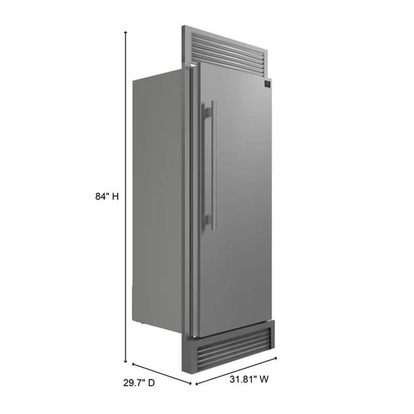 FORNO Maderno 28-Inch Built-In 13.6 Cu. Ft. Convertible Refrigerator in Stainless Steel, Right Swing with Decorative Grill FFFFD1722-32RSG - MyBBQDirect