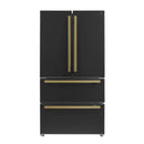 FORNO 2-Piece Appliance Package - 30-Inch Slide-In Induction Range and 36-Inch French Door Refrigerator in Black with Antique Brass Handle FBDL-014-13CAUS - MyBBQDirect