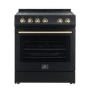 Forno Espresso Package - 30" Electric Range, Range Hood, and Refrigerator in Stainless, White, or Black