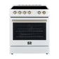 Forno Espresso Package - 30" Electric Range and Range Hood in Stainless Steel, Black, or White with Accents