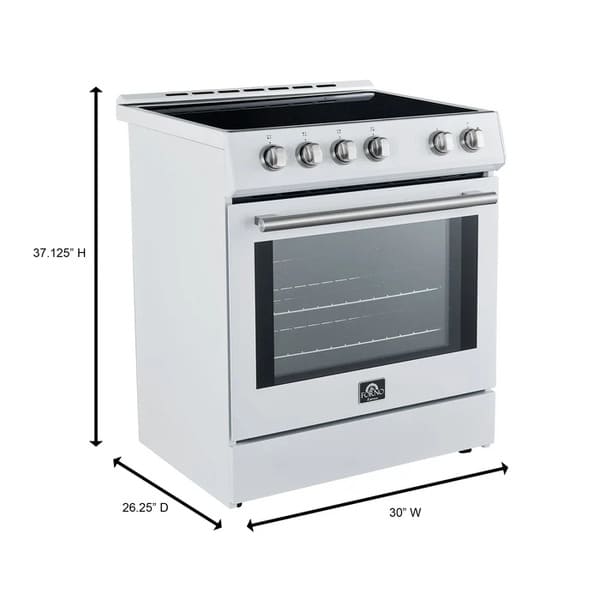 FORNO 2-Piece Appliance Package - 30-Inch Slide-In Induction Range and 36-Inch French Door Refrigerator in White with Stainless Steel Handle FBDL-014-08CAUS - MyBBQDirect