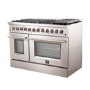 Forno Appliance Package - 48" Dual Fuel Range, Wall Mount Range Hood and 60" Refrigerator with Modern Grill Trim, FBDL-017-04CAUS