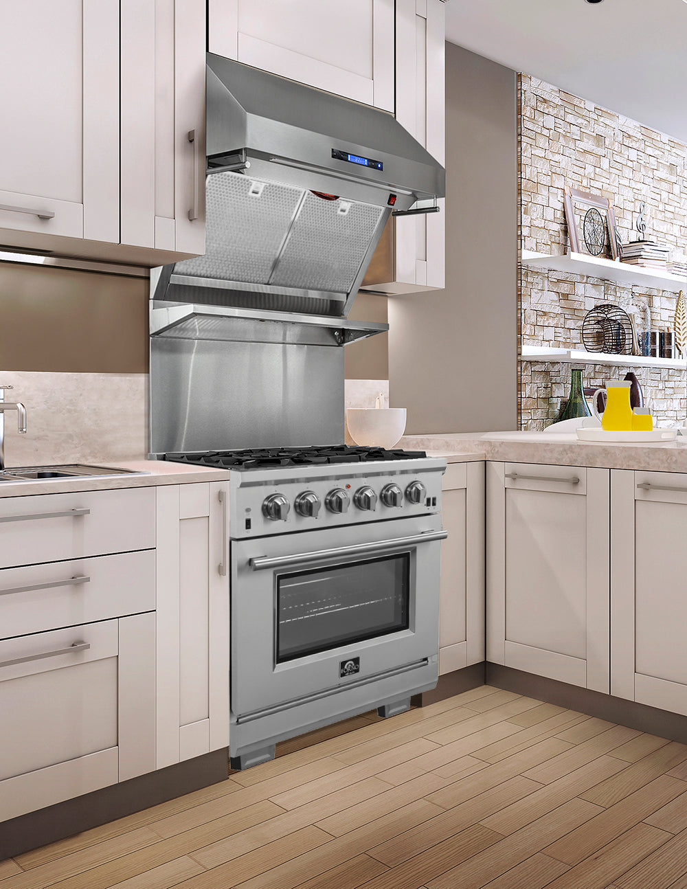 Forno Appliance Package - 30" Gas Range and 30" Refrigerator with Ice Maker, FBDL-019-01CAUS