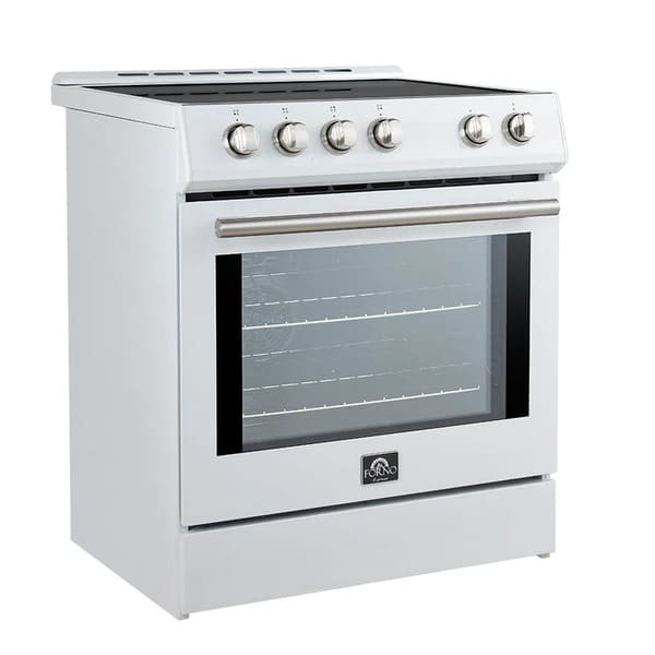 FORNO 2-Piece Appliance Package - 30-Inch Slide-In Induction Range and 36-Inch French Door Refrigerator in White with Stainless Steel Handle FBDL-014-08CAUS - MyBBQDirect