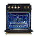 FORNO 2-Piece Appliance Package - 30-Inch Slide-In Induction Range and 36-Inch French Door Refrigerator in Black with Antique Brass Handle FBDL-014-13CAUS - MyBBQDirect