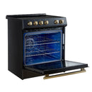 FORNO 2-Piece Appliance Package - 30-Inch Slide-In Induction Range and 36-Inch French Door Refrigerator in Black with Antique Brass Handle FBDL-014-13CAUS - MyBBQDirect