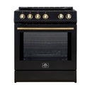FORNO 2-Piece Appliance Package - 30-Inch Slide-In Induction Range and 36-Inch French Door Refrigerator in Black with Antique Brass Handle FBDL-014-13CAUS - MyBBQDirect