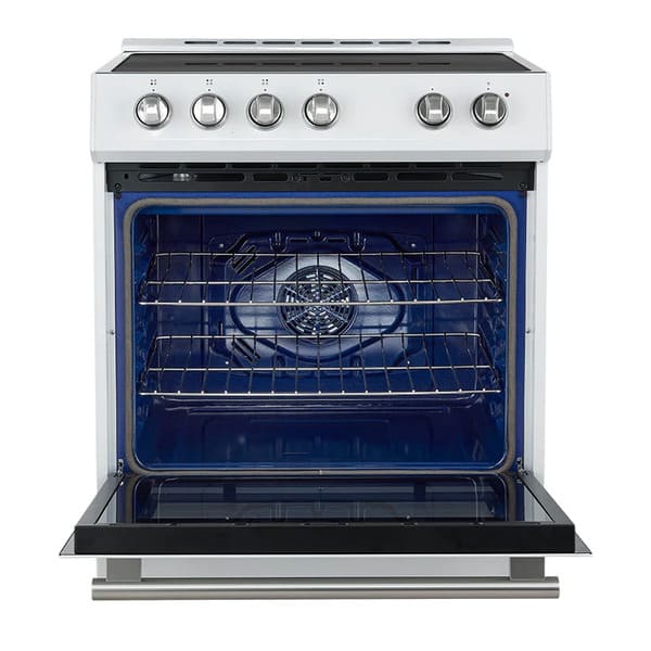FORNO 2-Piece Appliance Package - 30-Inch Slide-In Induction Range and 36-Inch French Door Refrigerator in White with Stainless Steel Handle FBDL-014-08CAUS - MyBBQDirect