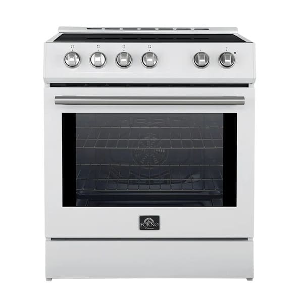 FORNO 2-Piece Appliance Package - 30-Inch Slide-In Induction Range and 36-Inch French Door Refrigerator in White with Stainless Steel Handle FBDL-014-08CAUS - MyBBQDirect