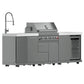 FORNO Bulnes Outdoor Kitchen 30-Inch BBQ 60,000 BTU, with Sear, Rotisserie Infrared Burners, 1.8 Cu.Ft. Beverage Center, & Black/White Countertops - MyBBQDirect