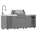 FORNO Bulnes Outdoor Kitchen 30-Inch BBQ 60,000 BTU, with Sear, Rotisserie Infrared Burners, 1.8 Cu.Ft. Beverage Center, & Black/White Countertops