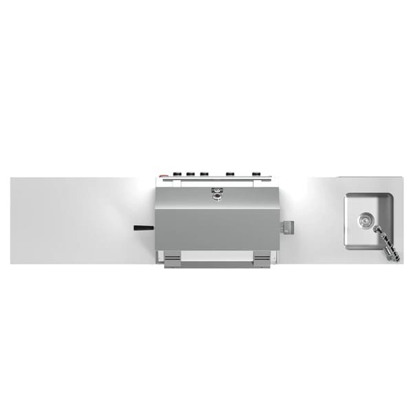 FORNO Bulnes Outdoor Kitchen 30-Inch BBQ 60,000 BTU, with Sear, Rotisserie Infrared Burners, 1.8 Cu.Ft. Beverage Center, & Black/White Countertops - MyBBQDirect