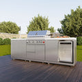 FORNO Bulnes Outdoor Kitchen 30-Inch BBQ 60,000 BTU, with Sear, Rotisserie Infrared Burners, 1.8 Cu.Ft. Beverage Center, & Black/White Countertops - MyBBQDirect