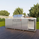 FORNO Bulnes Outdoor Kitchen 30-Inch BBQ 60,000 BTU, with Sear, Rotisserie Infrared Burners, 1.8 Cu.Ft. Beverage Center, & Black/White Countertops - MyBBQDirect