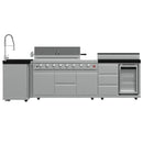 FORNO Bulnes Outdoor Kitchen 40-Inch BBQ 95,000 BTU, with 5 Burners, Sear & Rotisserie Infrared Side Burner, 1.8 cu.ft. Beverage Center & Black/White Countertops - MyBBQDirect
