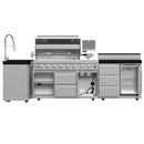 FORNO Bulnes Outdoor Kitchen 40-Inch BBQ 95,000 BTU, with 5 Burners, Sear & Rotisserie Infrared Side Burner, 1.8 cu.ft. Beverage Center & Black/White Countertops