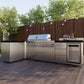 FORNO Bulnes Outdoor Kitchen 40-Inch BBQ 95,000 BTU, with 5 Burners, Sear & Rotisserie Infrared Side Burner, 1.8 cu.ft. Beverage Center & Black/White Countertops - MyBBQDirect