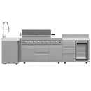 FORNO Bulnes Outdoor Kitchen 40-Inch BBQ 95,000 BTU, with 5 Burners, Sear & Rotisserie Infrared Side Burner, 1.8 cu.ft. Beverage Center & Black/White Countertops - MyBBQDirect