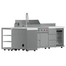FORNO Bulnes Outdoor Kitchen 40-Inch BBQ 95,000 BTU, with 5 Burners, Sear & Rotisserie Infrared Side Burner, 1.8 cu.ft. Beverage Center & Black/White Countertops - MyBBQDirect