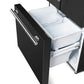 Close-up front view of the bottom freezer drawer on the FORNO 30-inch French door refrigerator in black from the 2-Piece Appliance Package, showcasing a spacious pull-out design with durable handles—ideal for convenient access to frozen foods and organized storage.