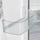 Close-up view of a door bin inside the FORNO 30-inch French door refrigerator in black from the 2-Piece Appliance Package, showing a clear, spacious compartment—perfect for storing bottles, condiments, and small containers within easy reach.