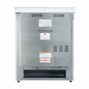 Rear view of the Forno 30-inch Leonardo Espresso electric range in white, featuring a solid metal back panel with ventilation slots, power cord connection, and safety labeling for installation readiness.