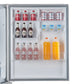 Close-up view of the interior side of the door in the FORNO 31-inch right-hinge refrigerator in stainless steel, highlighting the built-in storage bins and organized compartment layout.