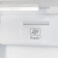 Close-up of the interior LED lights in the FORNO 33-inch side-by-side refrigerator in stainless steel, illuminating the shelves and compartments with bright, energy-efficient lighting.